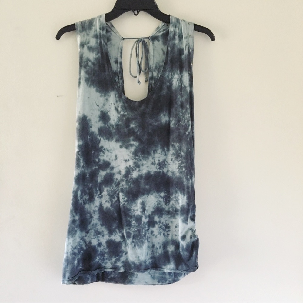 Surfer chick Ocean Tie Dye Tie back tank w/ studs